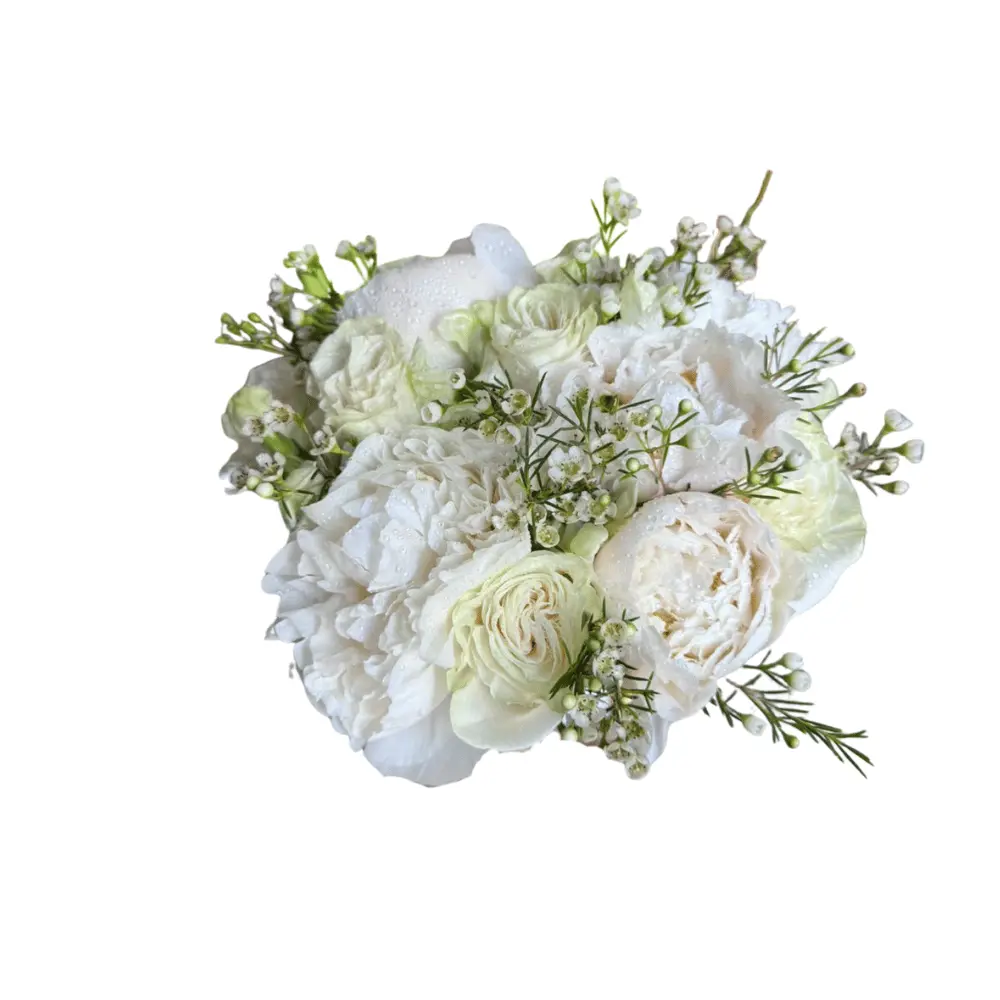 All White Peonies & Roses Bridal Bouquet