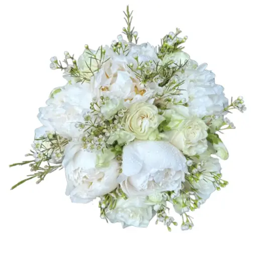 All White Peonies & Roses Bridal Bouquet